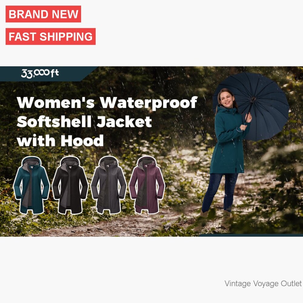 Long Waterproof Softshell Jacket Fleece Lined Hoo… - image 7